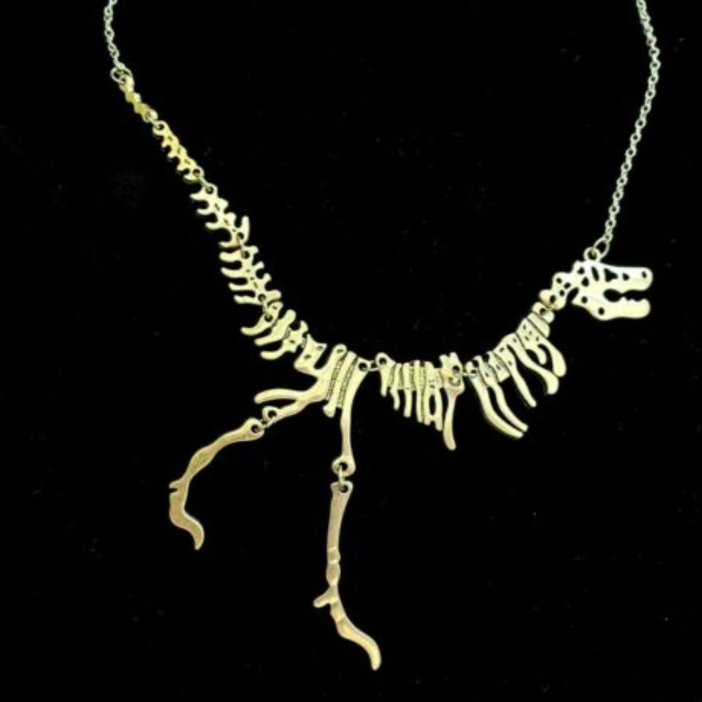 SILVER T-REX DINOSAUR NECKLACE-UNIQUE